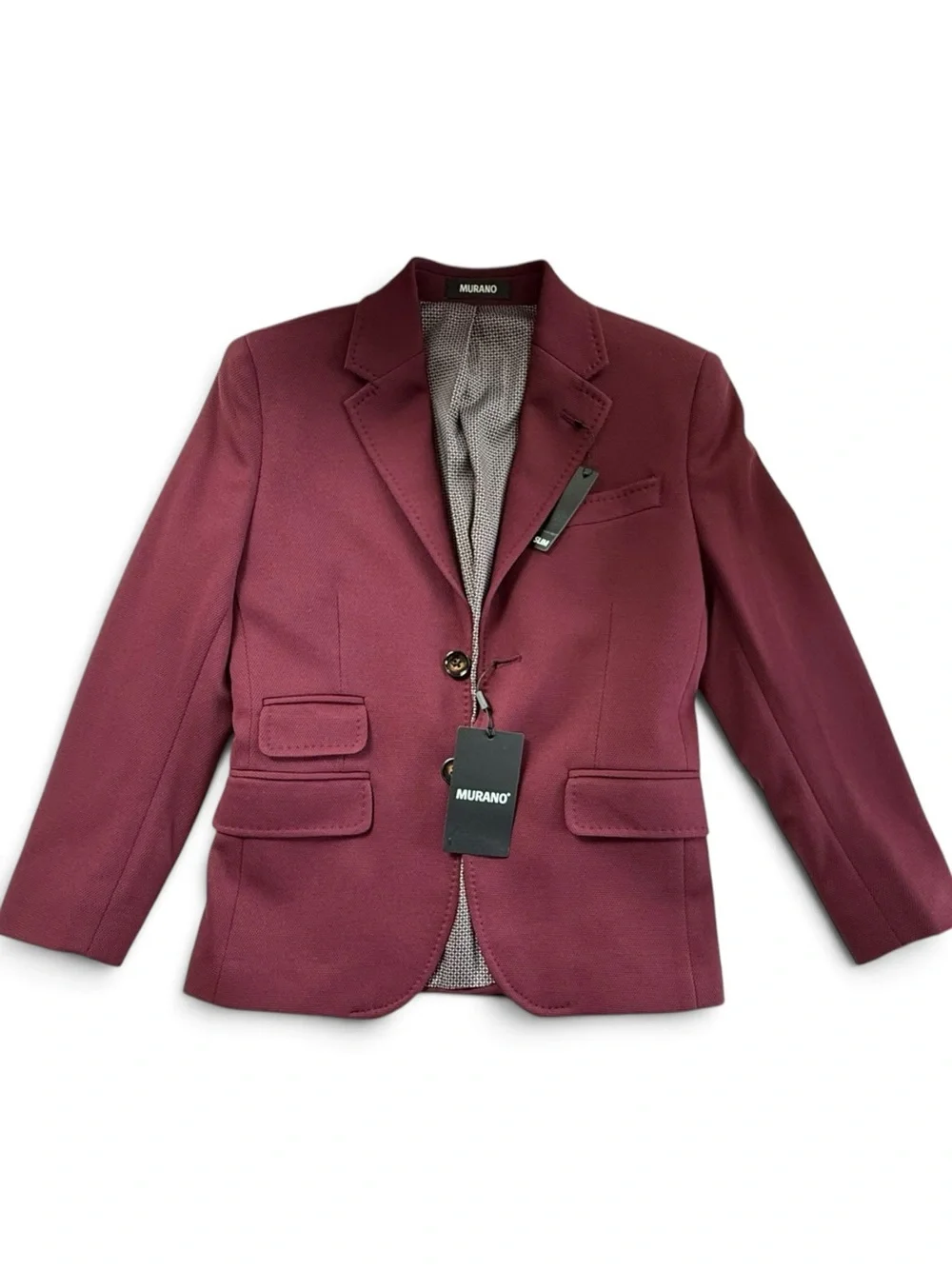 Murano Boys' Burgundy Blazer with Notch Lapel